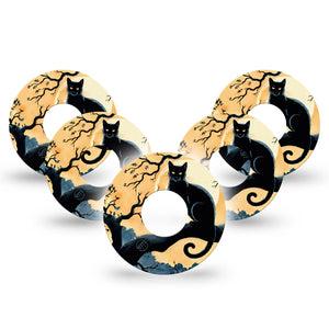 ExpressionMed Spooky Black Cat Infusion Set Tape, 10-Pack Tape Autumn Scenery Black Cat, Overlay Patch Continuous Glucose Monitor Design