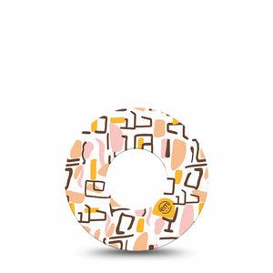 ExpressionMed Squiggles Freestyle Libre and Libre 2 Plus Tape, Abbott Lingo, Single Tape Bright Pink Yellow Pattern, Fixing Ring Tape Continuous Glucose Monitor Design