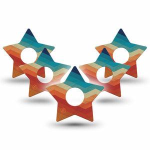 ExpressionMed Retro Winter Coat Freestyle Libre 3 and Libre 3 Plus Star Shape Tape, 5-Pack Tape Geometric Retro Print, Patch CGM Design