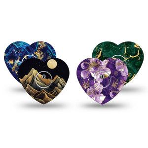 ExpressionMed Midnight Gold Freestyle Libre 3 and Libre 3 Plus Heart, tape and sticker  Array of prints Patch for CGM