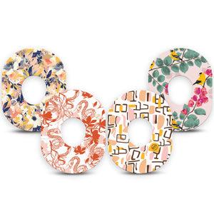 ExpressionMed Sunset Sorbet Variety Pack Dexcom G7 Tape, Dexcom Stelo Glucose Biosensor System, 4-Pack Tape Variety Geo Shapes and Animal Mix, Overlay Tape CGM Design