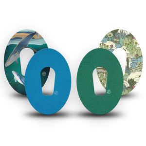 ExpressionMed Seaside Pines Variety Pack Dexcom G6 Tape, 4-Pack Tape Variety Earth Blues and Greens, Plaster Continuous Glucose Monitor Design