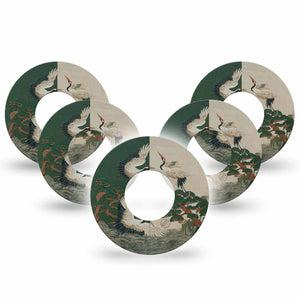 ExpressionMed Tapestry Cranes Freestyle Libre, Libre 2 Plus, and Abbott Lingo, 5-Pack Nature art tapestry Decorative Patch for Continuous Glucose Monitor