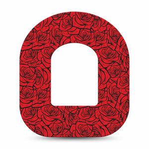 ExpressionMed Roses Omnipod, Single Tape Romantic red roses Accessories For Insulin Pump