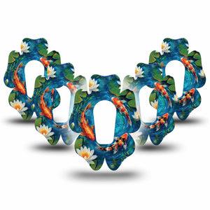 ExpressionMed Koi Pond Dexcom G6 Flower, 5-Pack garden fish pattern Plaster for Continuous Glucose Monitor
