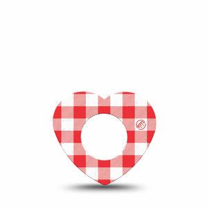 ExpressionMed Red Gingham Freestyle Libre, Libre 2 Plus, and Abbott Lingo Heart, Single Tape Picnic plaid Overlay Tape for CGM