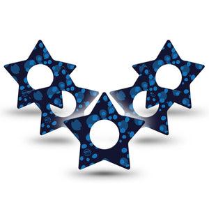 ExpressionMed Blue Drops Infusion Set Star Shape Tape 10-Pack Tape Blue Toned Bead Inspired, Fixing Ring Patch Continuous Glucose Monitor Design