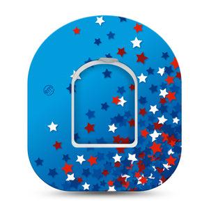 ExpressionMed Confetti Stars Omnipod Tape Single Tape and Single Sticker United States Inspired Star Confetti, Adhesive Patch Pump Design