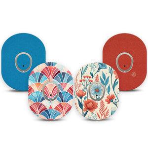 ExpressionMed Teal Rouge Dexcom G7 and Dexcom Stelo Glucose Biosensor System, tape and sticker  teal red palette Decorative Decal for CGM