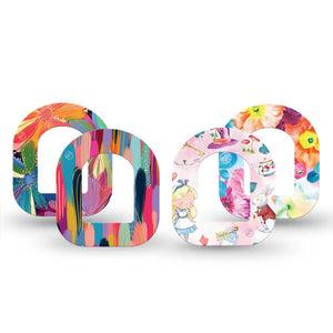 ExpressionMed Soft-Tone Omnipod Mini, 4-Pack Tape muted floral pattern Adhesive Tape For Insulin Pump