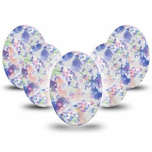 ExpressionMed Dreamy Blooms Medtronic Guardian Enlite Universal Oval 5-Pack delicate violet garden Plaster Continuous Glucose Monitor Design