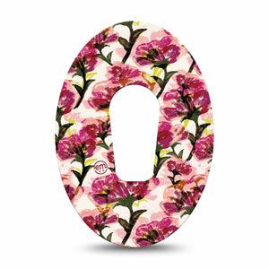 ExpressionMed Maroon Flowers Dexcom G6 Tape, Single Tape Crimson Flowers, Plaster Continuous Glucose Monitor Design