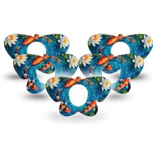 ExpressionMed Koi Pond Dexcom G7 and Dexcom Stelo Glucose Biosensor System Butterfly, 5-Pack koi fish pattern Adhesive Tape for Continuous Glucose Monitor