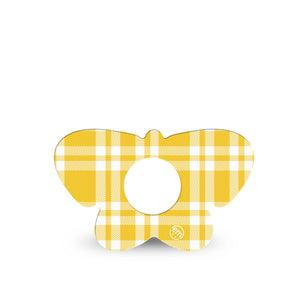 ExpressionMed yellow gingham Infusion Butterfly, 5-Pack Sunny checker print Vinyl Decoration For Insulin Pump