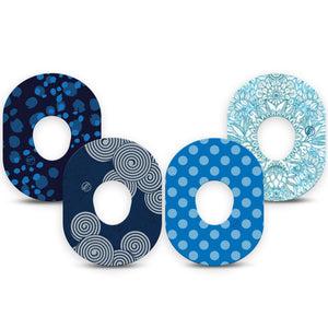 ExpressionMed Barbie Splash Variety Pack Dexcom G7 Tape, Dexcom Stelo Glucose Biosensor System, 4-Pack Tape Variety Blue Spirals and Circles, Overlay Tape CGM Design