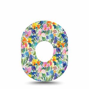 ExpressionMed Summer Fling Dexcom G7 Tape, Dexcom Stelo Glucose Biosensor System, Single Tape Watercolor Petal Garden, Overlay Tape CGM Design