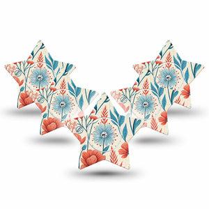 ExpressionMed Desert Wildflower Freestyle Libre, Libre 2 Plus, and Abbott Lingo Star, 5-Pack Tape and 5-Pack Sticker High contrast floral design Waterproof Sensor Cover for Continuous Glucose Monitor