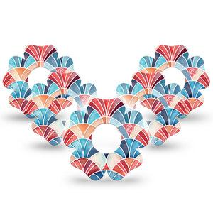 ExpressionMed Watercolor Fan Infusion Flower, 10-Pack Soft blue red tone fan pattern Fixing Ring Patch For Pump