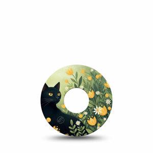 ExpressionMed Jungle Cat Freestyle Libre 3 and Libre 3 Plus, Single Tape Black cat green grasses Overlay Patch for Continuous Glucose Monitor