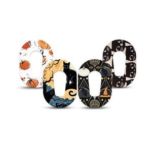 ExpressionMed Pumpkin Paws Variety Pack Dexcom G6 Mini Tape, 4-Pack Tape Variety, Black Felines and Pumpkins, Adhesive Tape CGM Design