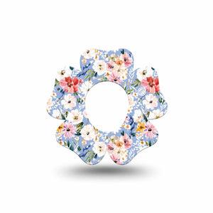 ExpressionMed Petal Breeze Dexcom G7 and Dexcom Stelo Glucose Biosensor System Flower, Single Tape Baby blue spring Adhesive Tape for CGM