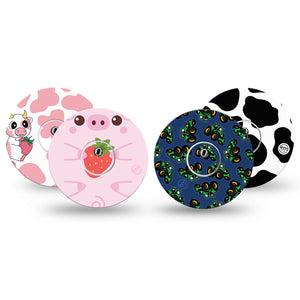 ExpressionMed Down on the Farm Variety Pack Freestyle Libre 3 and Libre 3 Plus Sticker and Tape  Farm Animals, Vinyl Sticker and Tape Pairing CGM Design