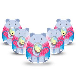 ExpressionMed Circus Elephant Dexcom G7 Gumdrop Shape Tape, Dexcom Stelo Glucose Biosensor System, 5-Pack Tape and 5-Pack Sticker Adorable Circus Elephant, Patch CGM Design