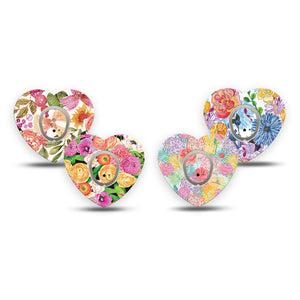 ExpressionMed Bloom Pop Dexcom G7 and Dexcom Stelo Glucose Biosensor System Heart, tape and sticker  Pop of color florals Vinyl Decoration for CGM
