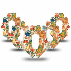 ExpressionMed Fruit Stickers Dexcom G6 Flower, 5-Pack Cartoonish fruits Plaster for Continuous Glucose Monitor