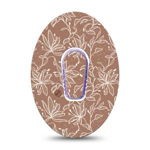 ExpressionMed Mocha Mousse Lace Dexcom G6 Tape, Single Tape and Single Sticker Summer Floral Mocha, Plaster Continuous Glucose Monitor Design