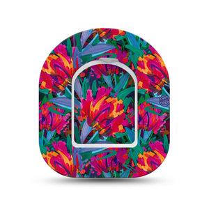 ExpressionMed Bold Petals Omnipod Surface Center Sticker and Mini Tape Abstract Floral Art Inspired Vinyl Sticker and Tape Design Pump Design