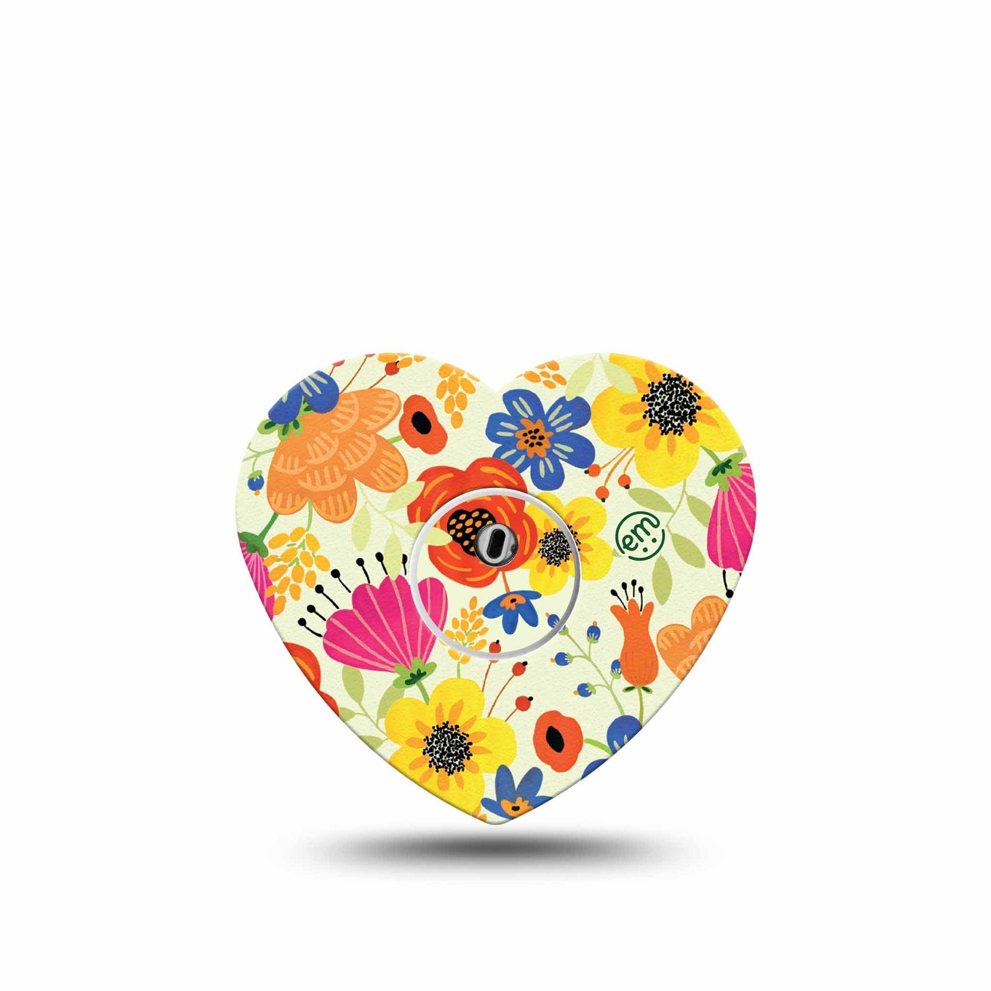 ExpressionMed Botanical Garden Freestyle Libre 3 Heart Shape Tape Single Tape and Single Sticker Cute Painted Strawberry Overlay Patch CGM Design