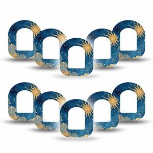 ExpressionMed Mystic Skies Omnipod Mini, 10-Pack sun and clouds illustration Patch For Pump
