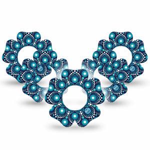 ExpressionMed Dot Art Freestyle Libre 2 Flower Shape Tape, Abbott Lingo, 5-Pack White and Blue Dots Fixing Ring Tape CGM Design