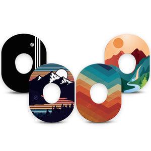 ExpressionMed Retro Alpine Trek Variety Pack Dexcom G7 Tape, Dexcom Stelo Glucose Biosensor System, 4-Pack Tape Variety National Park Adventure, Overlay Tape CGM Design