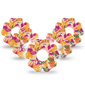 ExpressionMed Retro Brush Stroke Infusion Set Flower Shape Tape 10-Pack Tape Jewel-Toned Paint Strokes, Plaster Continuous Glucose Monitor Design