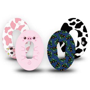 ExpressionMed Down on the Farm Variety Pack Dexcom G6 Tape, 4-Pack Tape Variety, Farm Prints, Plaster Continuous Glucose Monitor Design