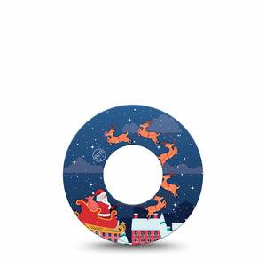 ExpressionMed Santa With Sled Freestyle Libre Tape, Abbott Lingo, Single Tape Santa Christmas Eve Fun, Fixing Ring Tape Continuous Glucose Monitor Design