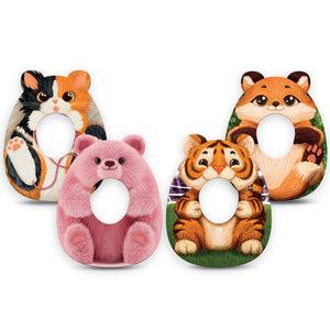 ExpressionMed Cute Wildlife Dexcom G7 and Dexcom Stelo Glucose Biosensor System, 4-Pack Tape adorable woodland cat design Fixing Ring Tape for Continuous Glucose Monitor