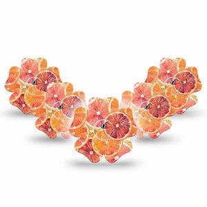 ExpressionMed Oranges Freestyle Libre 3 and Libre 3 Plus Flower, 5-Pack Tape and 5-Pack Sticker Blood orange slices Waterproof Plaster for Continuous Glucose Monitor