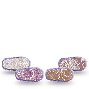 ExpressionMed Cocoa Veil Variety Pack Dexcom G6 Sticker, 4-Pack Sticker Variety Browny Mauve Flowers, Vinyl Decoration Continuous Glucose Monitor Design