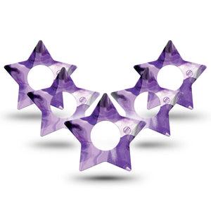 ExpressionMed Purple Storm Infusion Set Star Shape Tape 10-Pack cloudy purples Overlay Patch Continuous Glucose Monitor Design