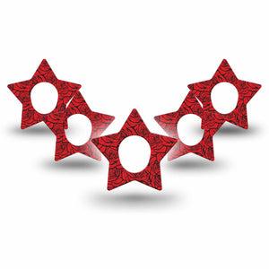 ExpressionMed Roses Dexcom G7 and Dexcom Stelo Glucose Biosensor System Star, 5-Pack Romantic red roses Decorative Adhesive Tape for Continuous Glucose Monitor