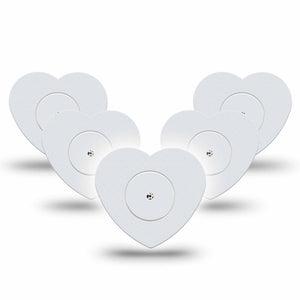ExpressionMed White Freestyle Libre 2 and Libre 2 Plus Heart Shape Tape, Abbott Lingo,  5-Pack Tape and 5-Pack Sticker Neutral Color, Adhesive Patch CGM Design