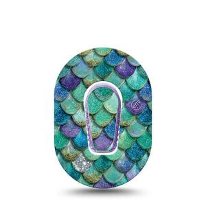 ExpressionMed Mermaid Scales Dexcom G6 Mini, Single Tape and Single Sticker iridescent scale design Waterproof Adhesive Tape for CGM