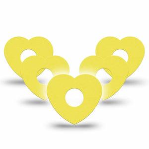 ExpressionMed Butter Yellow Freestyle Libre 3 and Libre 3 Plus Heart Shape Tape, 5-Pack Tape Calming Yellow Tone, Patch CGM Design