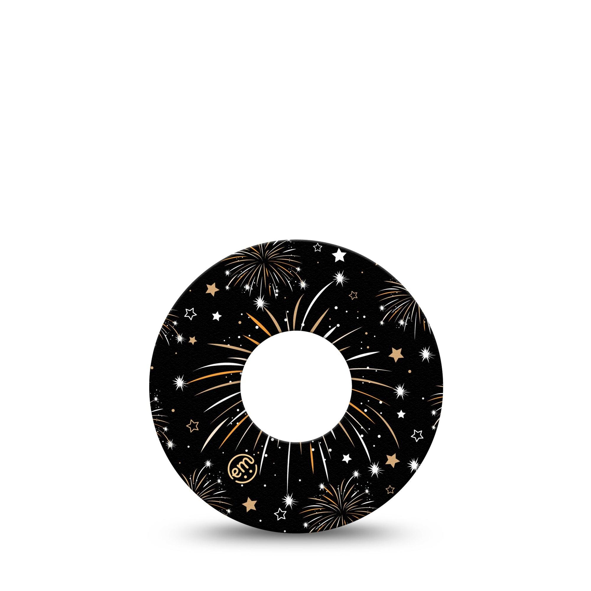 ExpressionMed New Years Fireworks Infusion Set Tape Single Tape Gold Black Fireworks, Overlay Patch CGM Design