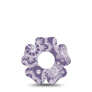 ExpressionMed Purple Henna Infusion Set Flower Shape Tape 5-Pack Tape Intricate Henna, Plaster Continuous Glucose Monitor Design