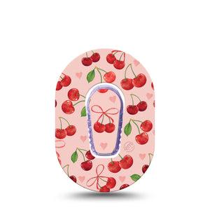 ExpressionMed Cherries Dexcom G6 Mini Tape, Single Tape and Single Sticker Adorable Cherries, Adhesive Tape CGM Design