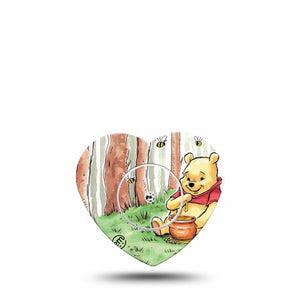 ExpressionMed Winnie the Pooh Freestyle Libre 2 Heart Shape Tape, Abbott Lingo,  Single Tape and Single Sticker Disney's Winnie the Pooh Adhesive Patch CGM Design